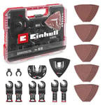 Original Einhell XL-Plus-CASE 35-Piece Multi-Tool Set for Wood (CV Plunge Saw Blades, HCS Half-Round Saw Blade, Delta Backing Plate, Aluminium Oxide Sandpaper for Wood, Dremel Adapter)