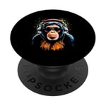 Funky DJ Monkey with Shades and Headphones PopSockets Adhesive PopGrip