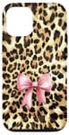 iPhone 12/12 Pro Leopard Cheetah Pattern With Light Pink Bow Coquette Girl Case