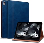 Coque Pour Ipad 10ème Génération 10,9 Pouces 2022 Housse Avec Porte-Pencil,Tablette Protection Case Compatible Ipad 10 (Modèle A2696/A2757/A2777) Veille/Réveil Auto Bleu[Lle245081]