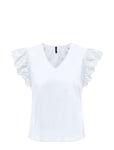 Onllou Life Emb S/S Frill Top Ptm Tops Blouses Short-sleeved White ONLY