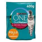 Purina One Dualnature Myrtille Rouge Croquettes Chat Adulte avec Poulet 8 Boîtes de 400 g