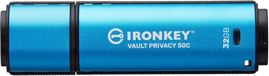 Kingston Ironkey Vault Privacy 50 Fips 197 Type-C - Certifié Fips 197 Et Clé Usb Chiffrée Xts-Aes 256 Bits Pour La Protection Des Données - Ikvp50C-32Gb[Q1417]