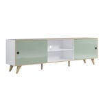 Meuble TV scandinave 217 cm blanc/vert Hermine Blanc/vert ultra brillant