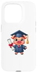 Coque pour iPhone 15 Pro Mini cochon pour remise de diplôme