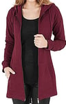 Tuopuda Sweat-Shirt Femme Sweat à Capuche Zippé Épais Hoodie Sport Hiver Manche Longue Manteau Grande Taille Coupe-Vent Gilet Long Automne avec Poches Zip Up Sweatshirts, vin Rouge, XXL