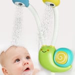 (Green)Baby Bath Shower Head Double Sprinkler Bathtub Tub Snail Shaped UK