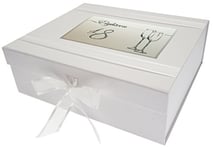 White Cotton Cards Birthday, Age 18, Large Keepsake Box, Flutes, Board, 27.2 x 32 x 11 cm