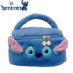 Anime Stitch Damkosmetik Väska Stor Kapacitet Makeup Förvaring Väska Box Bärbar Cartoon Karaktär Plysch Handväska Flicka Present A