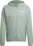 Adidas Men's Terrex Xperior Climawarm+ Wind Light Fleece Hooded Jacket Silver Green, XL