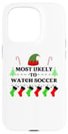 iPhone 15 Pro Most Likely To Watch Soccer Family Santa Elf Hat Case