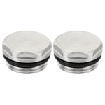 2Pcs 1/2" BSP Blank Cap Manual Radiator Air Vent Bleeder Plugs, Silver