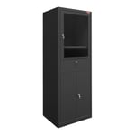 STIER Armoire d'ordinateur avec tiroir et portes 1750x650x350 mm, noire