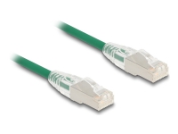 Delock - Nätverkskabel - RJ-45 (hane) till RJ-45 (hane) - 30 cm - 4.9 mm - U/FTP - CAT 6a - halogenfri, slim, curved latch - grön