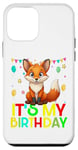 Coque pour iPhone 12 mini It's my birthday a fox stamping party for girls