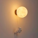 Vägglampa för inomhusbruk, modern vägglampa 15 cm, måne och astronaut design LED-vägglampa, inomhusvägglampa för barnrum