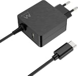 45W Usb C, Chargeur Type C Alimentation Adaptateur Pour Macbook Pro/Air, Lenovo,Hp,Asus, Acer,Huawei,Matebook,Xiaomi,Samsung, Tablettes,Câble De 1,5 Mètre,Prise Usb-A Supplémentaire, Noir