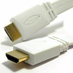 1m White Premium Flat HDMI Cable High Speed 1080P Gold Full HD 3D TV Lead