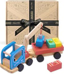 Jaques of London Wooden Crane Toy | Emergency Vehicles Toys Set | Wooden Car Wooden Toys for 3 year olds | Construction Transporter Toy Trucks | Since 1795