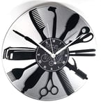 Instant Karma Clocks Horloge Murale Disque en Vinyle Double Argent, Barber Shop, Beauty Salon de Beauté pour Coiffure Cheveux, Idée Cadeau