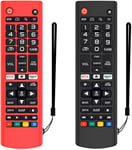 Lot De 2 etui De Protection En Silicone Pour Telecommande Lg Akb75095307/Akb75375604/Akb74915305,Antichoc Anti-Perte Boîtier De Protection Pour Telecommande Lg Smart Tv(Rot + Schwarz)