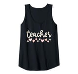 Womens School Teacher Valentines Day Daisy Flowers Little Hearts Tank Top