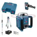 Bosch Rotationslaser GRL 400 H Set Professional i transportkuffert med tilbehør, modtager