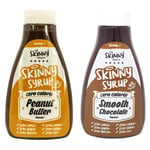 Skinny Foods Peanut Butter Chocolate Sauce Syrups Low Sugar Zero Calorie 425ml