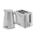 Geepas 1.7L 3000W Cordless Kettle 900W 2 Slice Bread Toaster Combo Set Grey