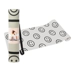 DOIY - Tapis de yoga antidérapant - Motif de visages heureux - Équipé d'un coussin de soutien - Poignées de transport - Tapis de Pilates épais - Tapis d'exercice - 60x173x0,6 cm