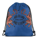 WH-CLA Cinch Bags Hey All You Cool Cats Kittens Joe Exotic Tiger King Beach Bag Men Lightweight Storage Cinch Bags Unique Casual Drawstring Backpacks Print Drawstring Bags Women Outdoor F