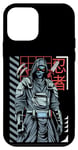 Coque pour iPhone 12 mini Un Ninja masqué avec Katana, Ninja écrit en japonais Kanji