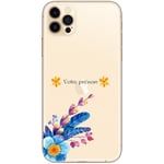 Coque Iphone 11 fleur bleu avec votre prenom