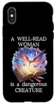 Coque pour iPhone X/XS A Well Read Woman is a Dangerous Creature Floral Book Reader