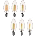 Lucky-88 - Ampoule Led E14 Dimmable Bougie Led E14 4w Blanc Chaud 2700k, Filament Led Petit Culot à Vis, Equivalent 40w, Lot de 6 fg