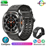 Uutta Galaxy 7 Amoled -Älykellolle Miesten Verensokeri Syke Bluetooth-Puhelu Nfc Gps-Seuranta Miesten Älykello_Black mesh belt_NEW NFC GPS Watch 7