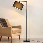 ZMH Lampadaire Noir : Moderne E27 lampe à arc abat-jour en tissu orientable lampe de lecture avec interrupteur à pied lampe de lit H166cm pour salon