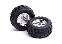 Wheel And Tyre Chrome (Pair) Fits: BSD Granite Muncher Brushless 1/10th RC Cars