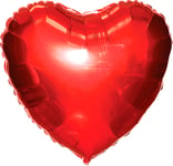 Ballon, folie, rødt hjerte, 35 cm, 1 stk.