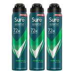 Sure Mens Men Anti-perspirant 72H Nonstop Protection Quantum Dry Deodorant 250ml, 3 Pack - NA - One Size