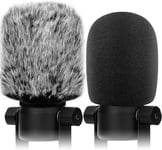 Pare Brise Filtre Pop Compatible avec Rode podmic Procaster Podcast NT1, NT1-A, NT2-A, NT-USB, K2, NT1000, NT2000 Mousse Furry pare Brise Couvercle de Microphone Combo 2 Pack