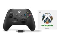 Manette Xbox sans fil Carbon Black avec Câble USB-C pour PC (Xbox Series) & Abonnement Xbox Game Pass Ultimate - 3 Mois - Xbox/Win 10 PC - Code jeu à télécharger