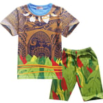 Moana Maui Cosplay Pyjamas Set för Barn Pojkar Sommar T-shirt Shorts PJs Nattkläder-Maui 6-7 Years