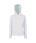 Fruit of the Loom Womens Ladies Lady Fit Hooded Sweatshirt / Hoodie - White Viscose - Size Small