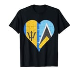 Barbadian St Lucian Flag Heart T-Shirt