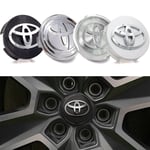 4-Pack - Toyota Centrumkåpor / Hjulnav Emblem - Bil 62mm - Svart