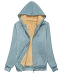 igeekwell Veste Polaire Femme avec Capuche Veste à Capuche Extérieure Veste Sweat Hiver Hoodie Femme Doublée Veste à Capuche Veste Tricotée pour Femme(Gris Vert-M)