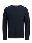 Jack & Jones Men's Jjehill Knit Crew Neck Noos Sweater, Navy Blazer, S UK