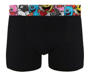 Boxer No Publik Featuring Pacman Homme Confort Et Fantaisie En Coton -Assortiment Modèles Photos Selon Arrivages- Uni Noir 1532 En Coton