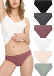 Donppa Culotte Femme sans Couture Invisible Slip Shorty Microfibre sous Vêtement Soie Glacée Lot de 6 Multicolore S